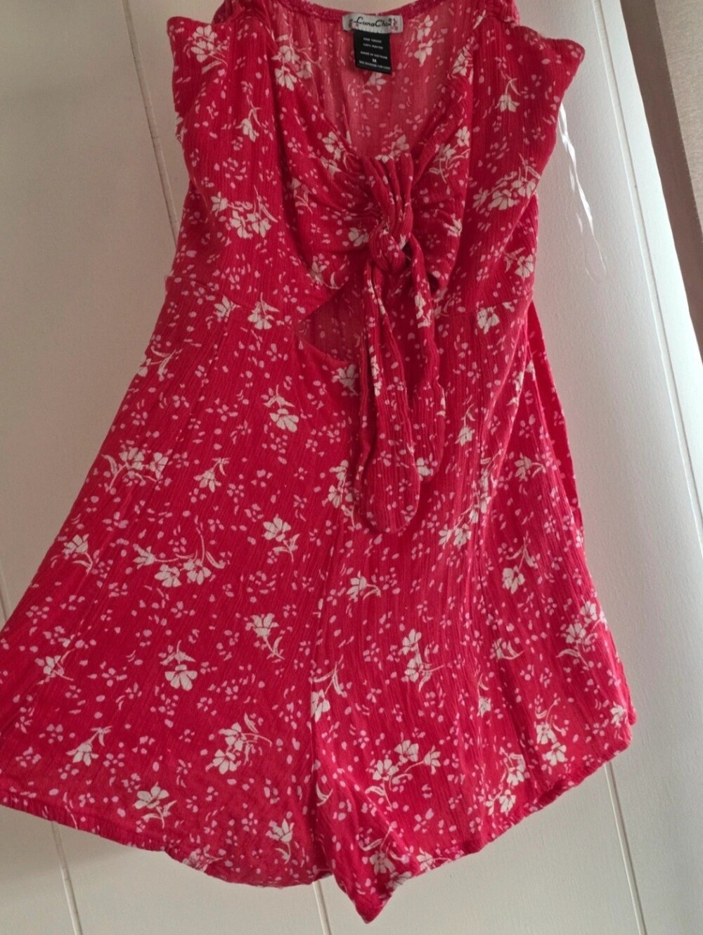 Luna Chix Hot Pink Cutout Tiefront Romper 100% Rayon M